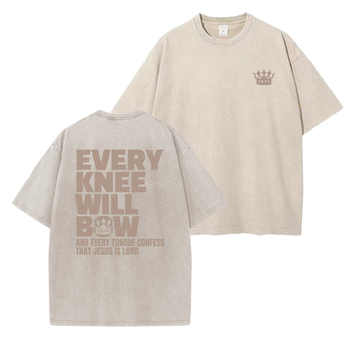 Unisex Every Knee Will Bow Washed T-Shirt