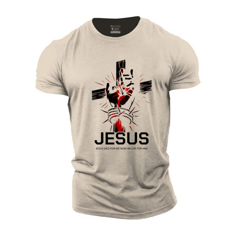 Men's JESUS DIED FOR ME NOW IM LIVE FOR HIM Cotton T-Shirt