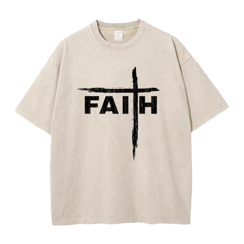 Unisex Faith Brush Stroke Washed T-Shirt