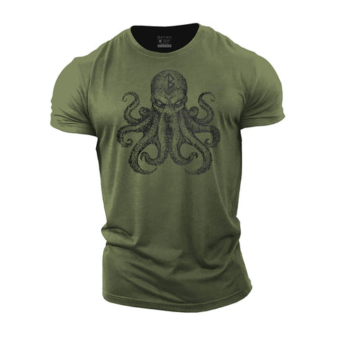 Men's Viking Rune Octopus Cotton T-Shirt