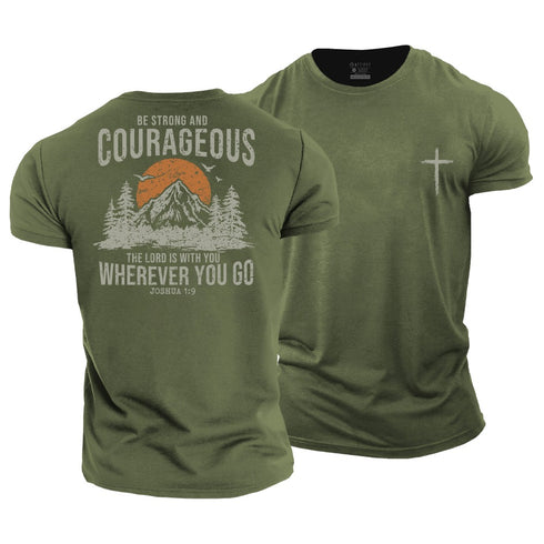 Men's Be Strong and Courageous Cotton T-Shirt
