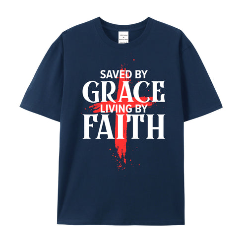 Unisex Saved By Grace Living By Faith Cotton T-Shirt