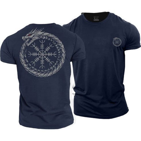 Men's Vegvisir Jormungandr Cotton T-Shirt