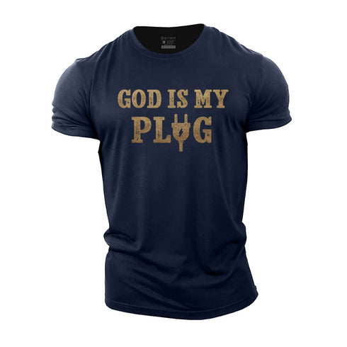 Men's God Is My Plug Cotton T-Shirt