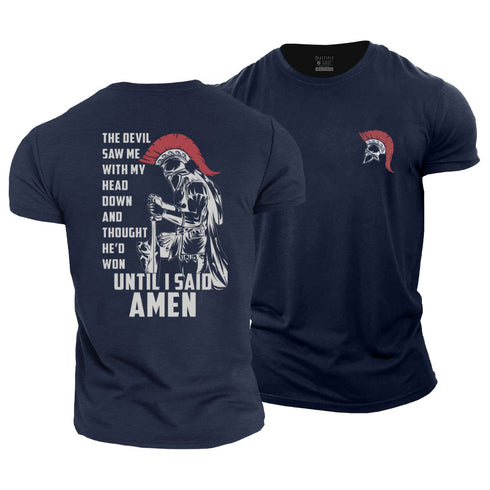 Men's He'd Won Until I Said Amen Cotton T-Shirt