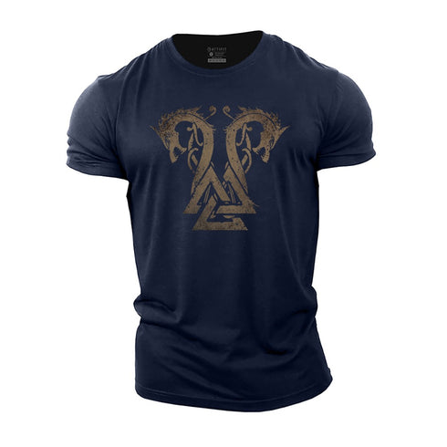 Men's Twin Viking Dragons Cotton T-Shirt