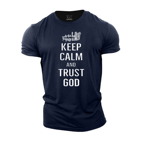 Men's Keep Calm and Trust in God Cotton T-Shirt