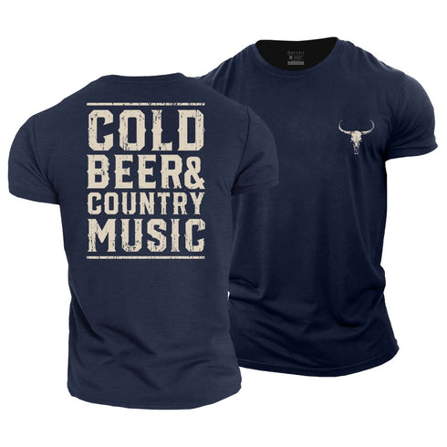 Men's Cold Beer and Country Music Cotton T-Shirt
