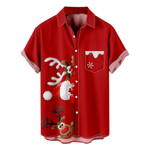 Men's Christmas Funny Graphic Short Sleeve Hawaiian Shirt