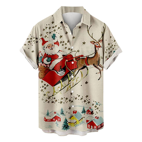 Men's Christmas Funny Graphic Short Sleeve Hawaiian Shirt