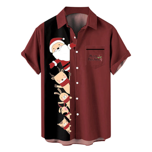 Men's Christmas Funny Graphic Short Sleeve Hawaiian Shirt