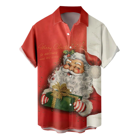 Men's Christmas Funny Graphic Short Sleeve Hawaiian Shirt