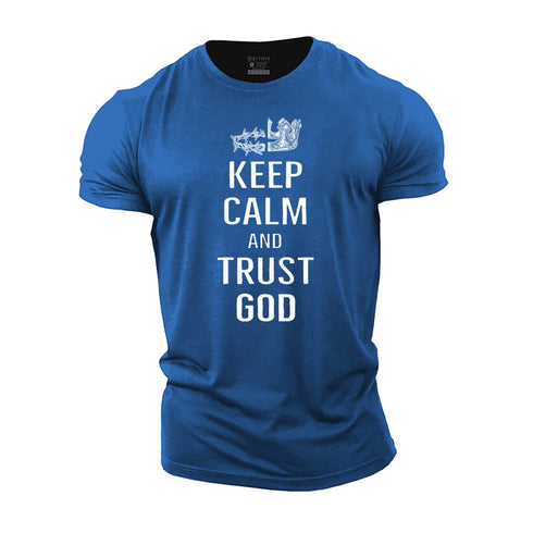 Men's Keep Calm and Trust in God Cotton T-Shirt