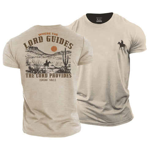 Men's Where the Lord Guides The Lord Provides Cotton T-Shirt
