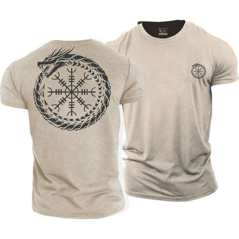Men's Vegvisir Jormungandr Cotton T-Shirt