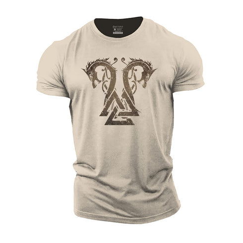 Men's Twin Viking Dragons Cotton T-Shirt