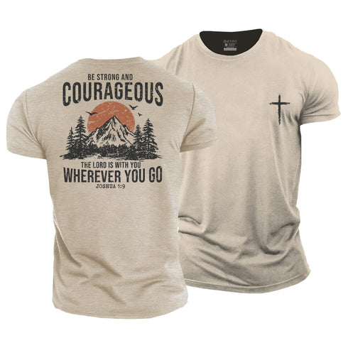 Men's Be Strong and Courageous Cotton T-Shirt