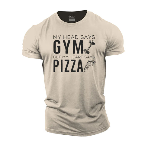Men's My Heart Says Pizza Cotton T-Shirt