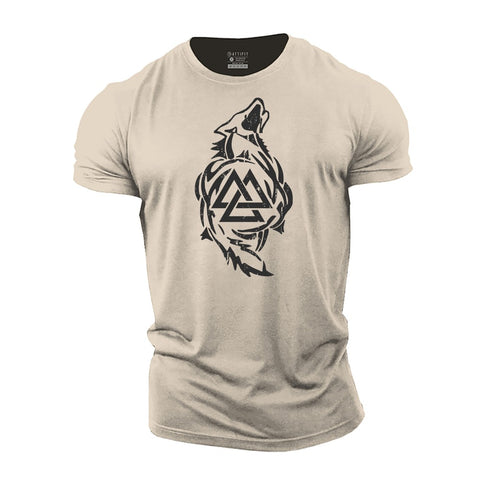Men's Valknut Wolf Cotton T-Shirt