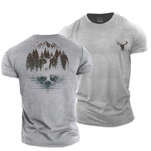 Men's Elk in Forest Cotton T-Shirt