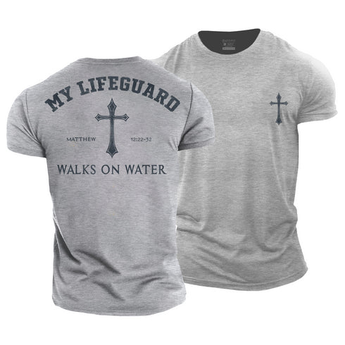 Men's My Lifeguard Walks on Water Cotton T-Shirt