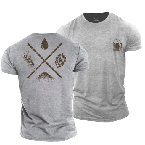 Men's Home Brew Beer Ingredients Essential Cotton T-Shirt