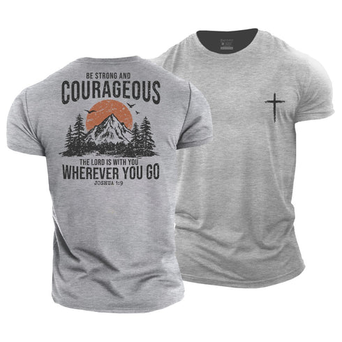 Men's Be Strong and Courageous Cotton T-Shirt