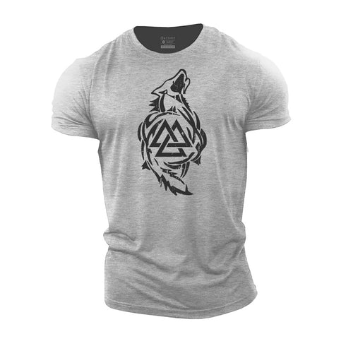 Men's Valknut Wolf Cotton T-Shirt
