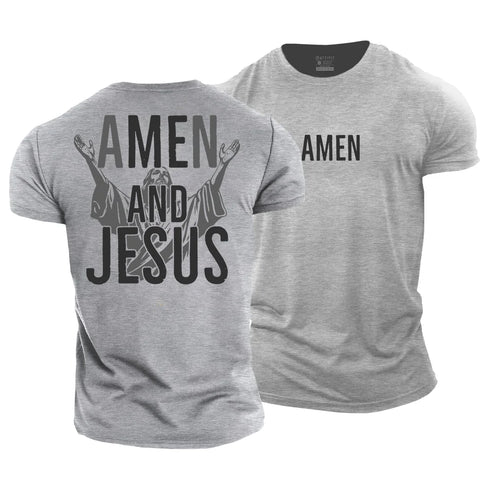 Men's Amen and Jesus Cotton T-Shirt