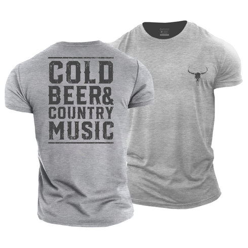 Men's Cold Beer and Country Music Cotton T-Shirt