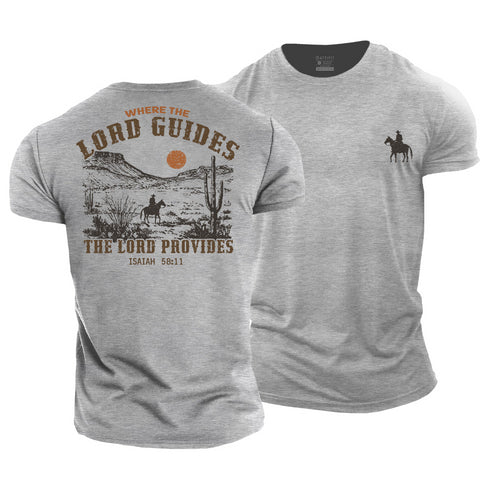 Men's Where the Lord Guides The Lord Provides Cotton T-Shirt