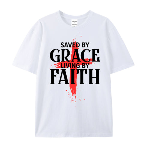 Unisex Saved By Grace Living By Faith Cotton T-Shirt