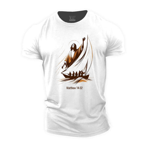Men's Matthew 14:32 Cotton T-Shirt