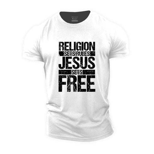Men's Religion Sets Rules Jesus Sets Free Cotton T-Shirt