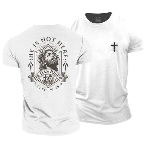 Men's He Is Not Here He Is Risen Cotton T-Shirt