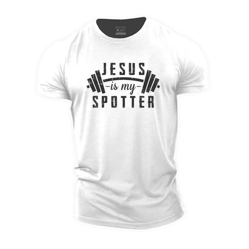 Men's Jesus Is My Spotter Cotton T-Shirt