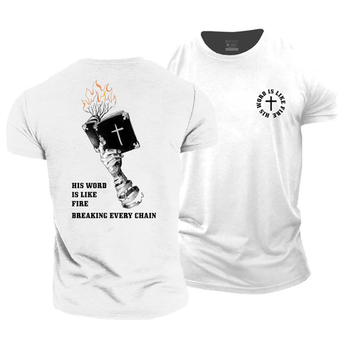 Men's His Word Is Like Fire Cotton T-Shirt