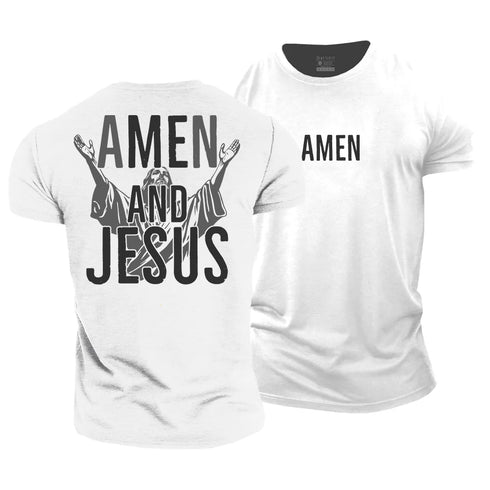Men's Amen and Jesus Cotton T-Shirt