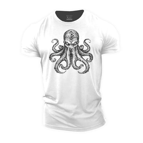 Men's Viking Rune Octopus Cotton T-Shirt