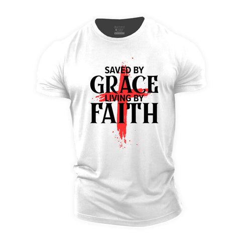 Unisex Saved By Grace Living By Faith Cotton T-Shirt