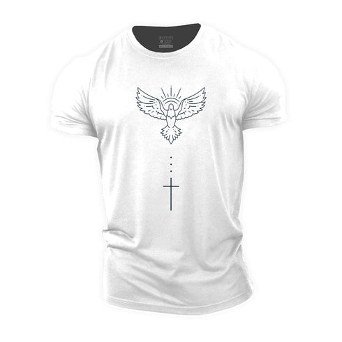 Men's Cross And Wings Cotton T-Shirt