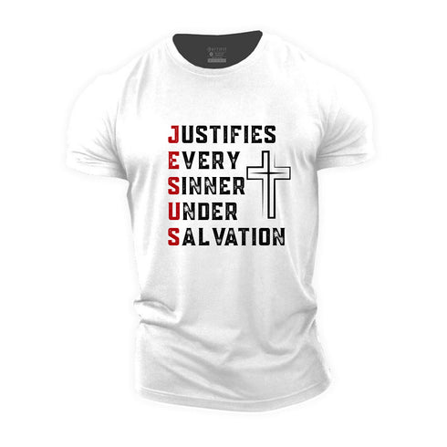 Men's Justifies Every Sinner Under Salvation Cotton T-Shirt