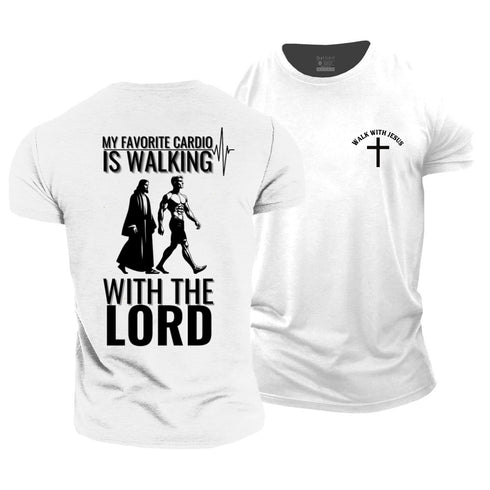 Men's My Favourite Cardio Is Walking With The Lord Cotton T-Shirt