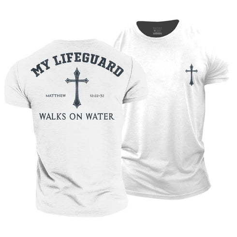 Men's My Lifeguard Walks on Water Cotton T-Shirt