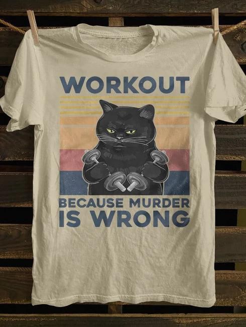 Unisex Because Murder Is Wrong Black Cat T-shirt
